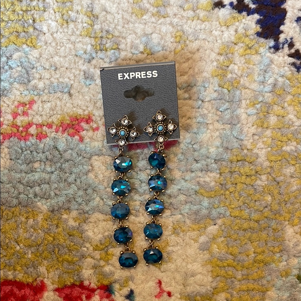 Express Blue Beaded Drop Earrings